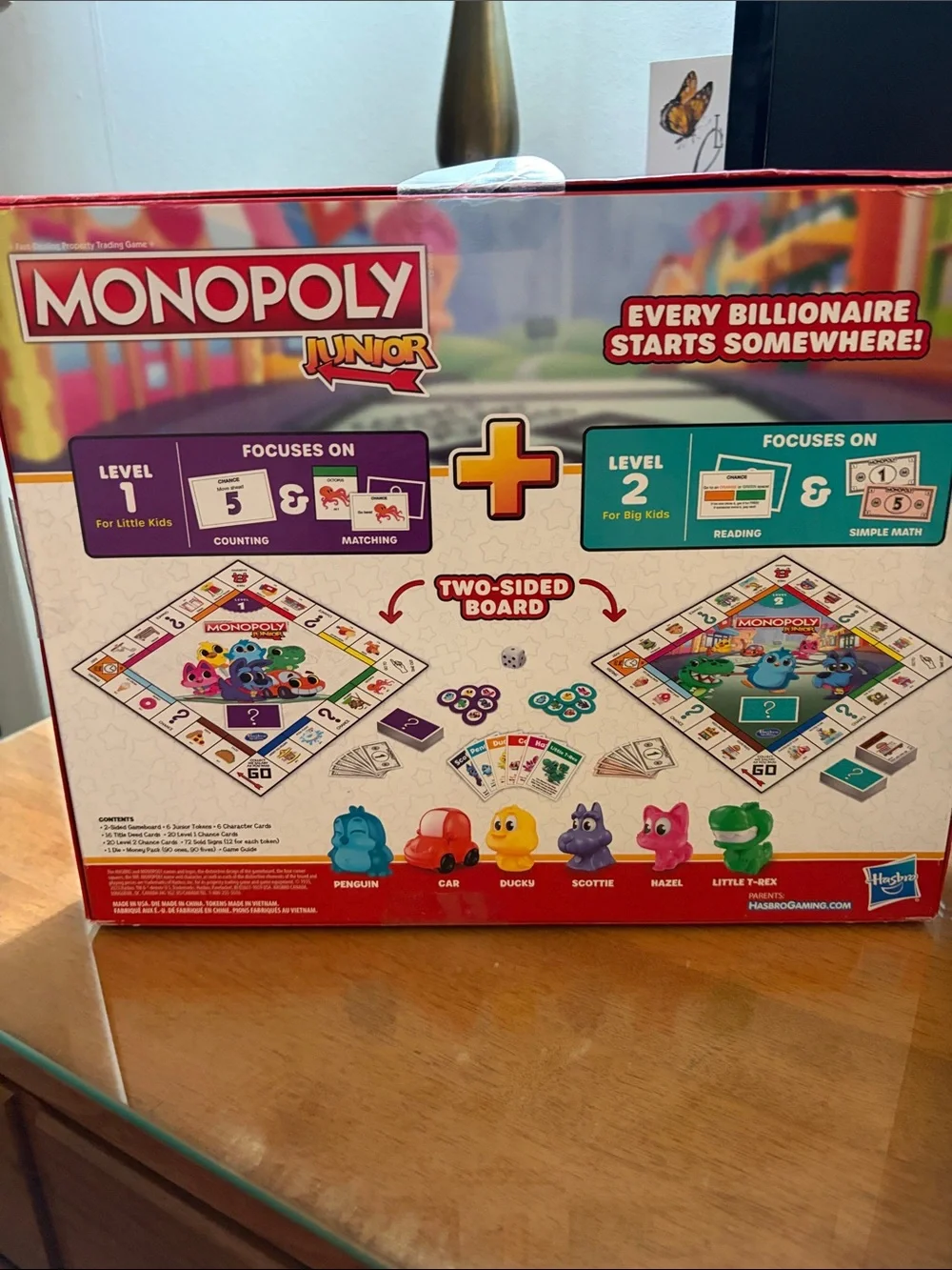 Hasbro Monopoly Junior Board Game - Red, Blue, Purple, Green, Yellow, Pink